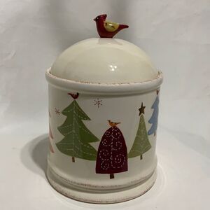 HOME Hearstone Cardinal Bird Hand Painted Christmas Holiday Vintage Cookie Jar